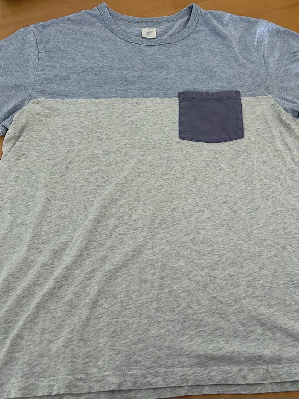 J. Crew Two-Tone Heather Crew Tee with Navy Pocket
